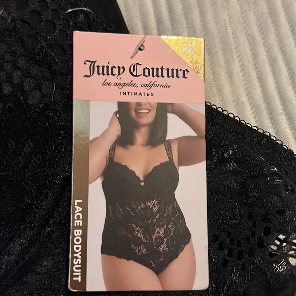 Juicy couture lace bodysuit with rhinestone straps NWT
